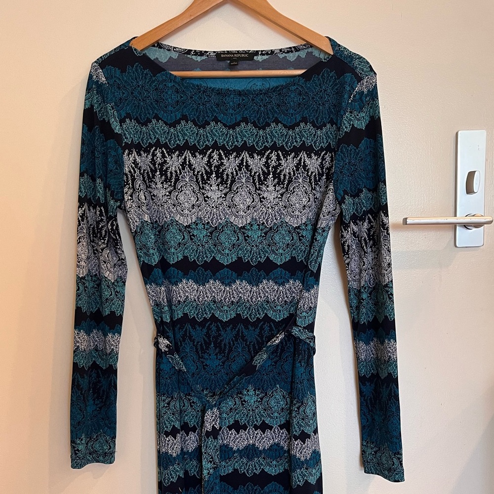 Banana Republic Teal Long Sleeve Dress